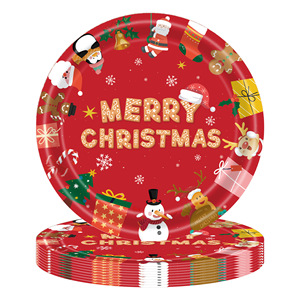 Nouvel Arrivage – Ensemble de Vaisselle Jetable pour 16 Personnes, Décorations Modernes pour Fête de Noël : Bannière, Gobelets, Serviettes, Assiettes et Nappe - Product Image 3