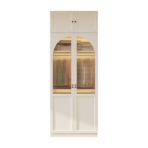 Armoire étroite de couleur crème pour l'entrée du salon, armoire de présentation multifonctionnelle en verre pour le couloir - Product Image 5