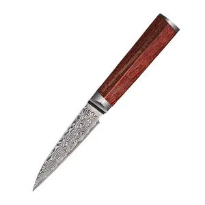 Free Shipping Wooden Knife from USA Warehouse Red Wood Knife Damascus Paring Knife Wood Handle