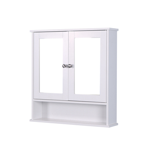 Gabinete de Baño Blanco para Montar en la Pared con 2 Puertas con Espejo y Estante Ajustable - Product Image 1