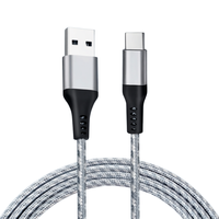 USB-A Typ-C 3A Schnellladekabel 2m Nylon-Ummantelung für Mobiltelefone & Powerbanks