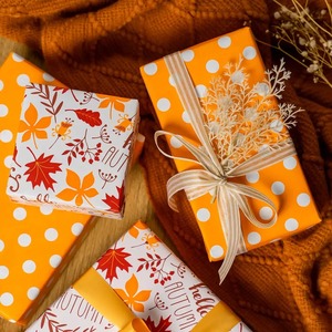 Papel de Regalo Ecológico Reciclable Personalizado con Diseño de Hojas de Otoño, Rollo de Papel de Arte de 100 g/m² con Revestimiento de Doble Cara para Regalos y Manualidades - Product Image 4
