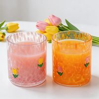 Verres à jus/vin/cocktail transparents réutilisables OrtusHome Tulip Flower Icon, 14 oz, lavables au lave-vaisselle, pour femmes, filles, maison