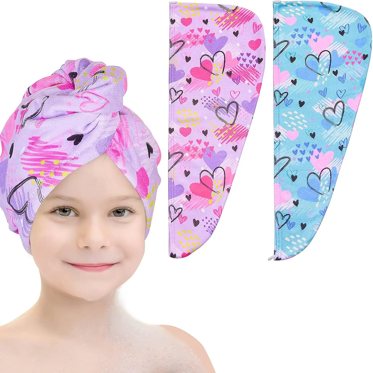 Schnell trocknendes Haartuch mit Knopfleiste Haar-Turbans für nasse Haarbinden Kopftuch-Binden
