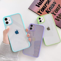 Coque de téléphone pour iPhone 12, coque arrière rigide en acrylique Transparent avec pare-choc en TPU pour iPhone 12 Pro