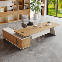 Meubles de bureau de luxe à surface résistante aux rayures, bureau de direction en forme de L, bureau de PDG, bureau de gestionnaire, bureau de direction