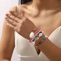 Ensemble de bracelets faits à la main en perles, coquillages et étoiles de mer, style bohème estival