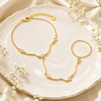 Ensemble de bijoux assortis tendance et minimaliste SUMMLY, zircon ondulé, plaqué or 18 carats, acier inoxydable, collier et bracelet pour femmes, usage quotidien