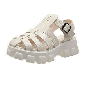 2025 New Foreign Trade Outdoor Roman <b>Sandals</b> Plus Size Thick Bottom Hollow Platform Woven Retro Baotou Summer Casual - Product Image 6