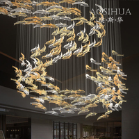 Lustre poisson en verre transparent de luxe moderne suspension traditionnelle en aluminium lampe traditionnelle maison hôtel duplex escalier villa décor
