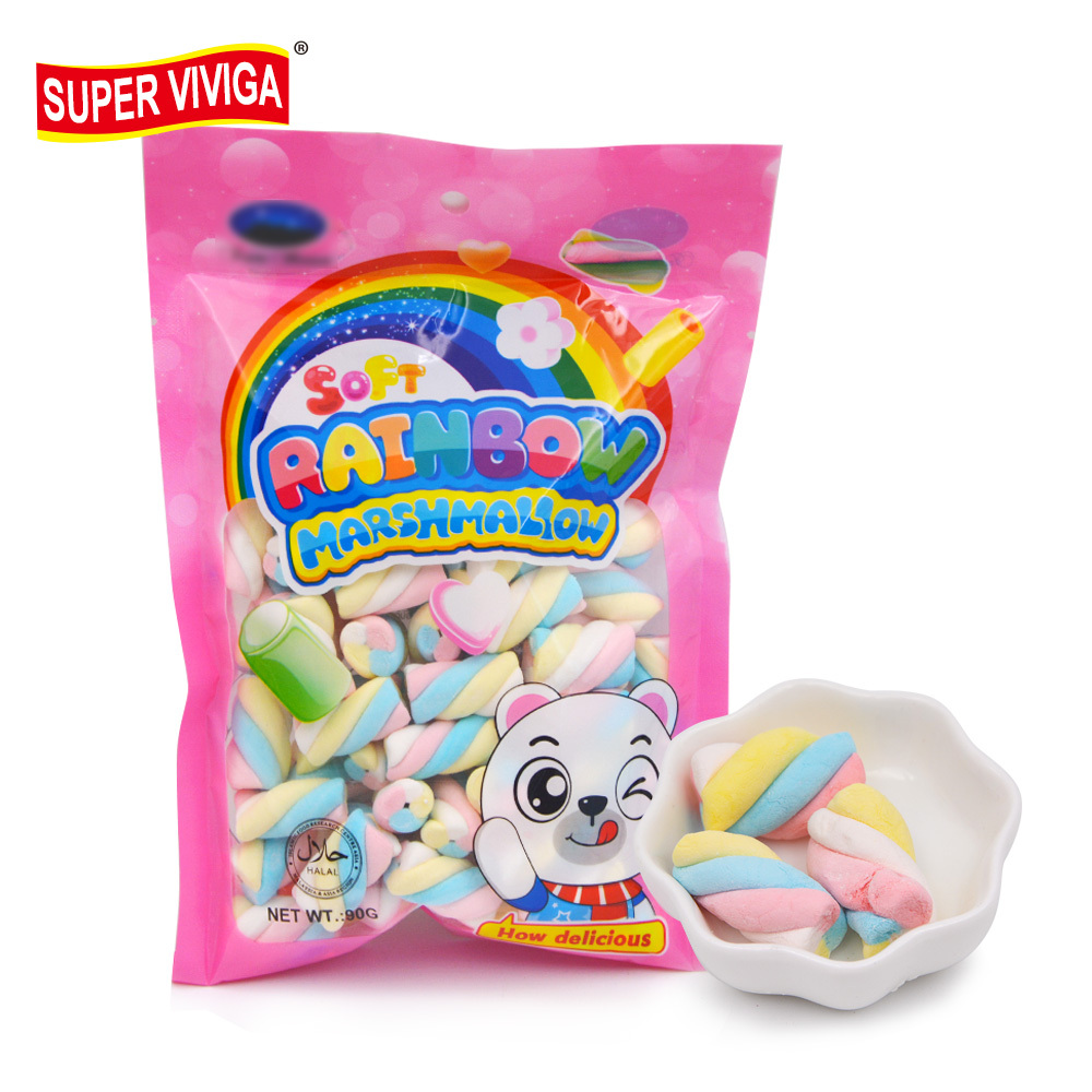 factory wholesale cheap fruit flavour halal mini twist marshmallow candy