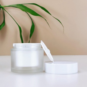 Envase de Crema para el Cuidado de la Piel Personalizado Único, Doble Pared, 50g, Boca Ancha, Frasco Cuadrado de Vidrio Cosmético Blanco de Lujo con Tapa - Product Image 1