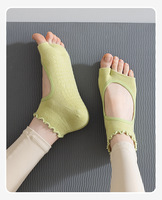 Chaussettes de yoga professionnelles Bioserica Era en coton peigné, à deux doigts, sans talon, antidérapantes pour Pilates, chaussettes à grip personnalisables