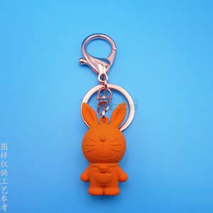 Porte-clés en métal 3D personnalisé en forme de lapin orange rouge, mousqueton durable, cadeau d'affaires, article promotionnel YSK75684159 - Product Image 4