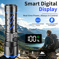 Lampe torche LED rechargeable OEM en gros, laser blanc 20W, torche USB avec indicateur de batterie pour le camping, la randonnée, les situations d'urgence en extérieur