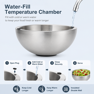 <span class=keywords><strong>Ciotola</strong></span> Termoresistente Riempibile con Acqua, in Acciaio Inox 304 a Doppia Parete Isolata, Lavabile in Lavastoviglie - Product Image 2