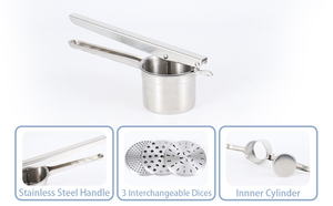 Ricer di patate in acciaio inossidabile per purè di patate utensile da cucina Food Ricer 3 dischi intercambiabili pressa per pomodoro e salsa Maker - Product Image 6