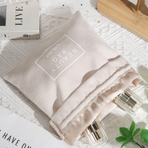 Custom Logo Reusable Large Beige Blank Suede Velvet Drawstring <b>Bag</b> Shoes <b>Dust</b> <b>Bags</b> for Handbags Clothing Storage Suede Pouch - Product Image 2