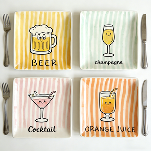 Assiette à dessert en céramique de petite taille à motif de macarons personnalisés, rayée, pour la sauce, la crème, les assaisonnements, pour les fêtes - Product Image 1