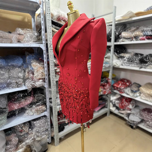 性感水钻大廓形西装外套夏季新品 - 女式紧身短款上衣商务西装外套适合晚会俱乐部服装 - Product Image 5
