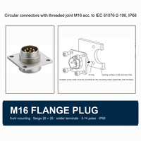 Konektor Panel Mount Flange M16 7 Kutub IP68 Terminal Solder 5A 300V 0318 07 Konektor Metrik Bundar Cordset