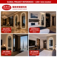 Miroir pleine longueur Fullkenlight avec cadre doré, arqué, à fixer au mur ou autoportant, éclairage LED intégré, miroir de dressing pour chambre à coucher