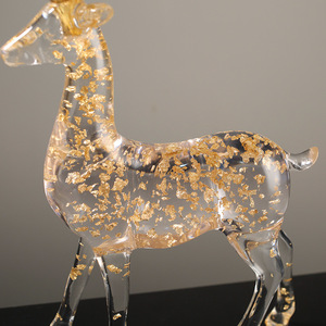 Transparent Gold Foil Deer Figurine 2Pcs Contemporary Home Decoration Living Room Wine <b>Cabinet</b> TV Stand Housewarming Gift - Product Image 3