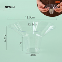Gobelet jetable en plastique transparent à paroi simple avec couvercle 450 ml pour crème glacée, glace pilée, dessert, sorbet, boisson