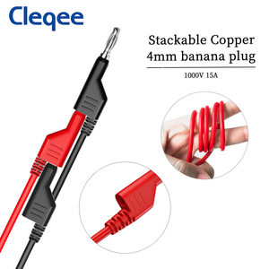 Cleqee P1037 4Mm Steker Pisang Ke Buaya Klip Uji Memimpin Kit Klem Buaya Multimeter Kabel 1M Kawat 1000V/15A - Product Image 3