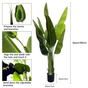 Décoration de verdure tropicale en forme de palmier du <span class=keywords><strong>voyageur</strong></span>, feuilles de bananier artificielles, bonsaï, plante artificielle - Product Image 3