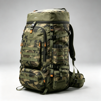 Sac à dos tactique en nylon camouflage 50L, système MOLLE, résistant à l'eau, sac à dos de survie en plein air, préparation pour l'aventure en jungle, camping