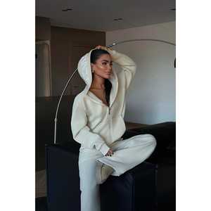 Ensemble de survêtement zippé coupe-vent et respirant, motif arc-en-ciel imprimé délavé à l'acide, grande taille, col à capuche, semi-maternity - Product Image 3