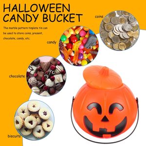 Seau à bonbons en plastique citrouille d'Halloween avec couvercle, portable, pour le jeu de la citrouille, seau de rangement, décoration de fête pour enfants, cadeau - Product Image 4