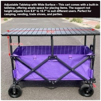 Chariot pliant réglable et robuste, idéal pour les snacks, les pique-niques, le camping et le café, avec table de 120 cm et pare-soleil pour l'extérieur - Vente chaude