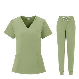 Women's Elastic <b>Scrub</b> Pants With Side Pocket And Zip Pocket Hospital Uniforms <b>Blue</b> - Product Image 3