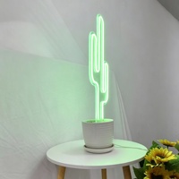 Cactus vert néon LED personnalisé avec panneau mural pour plante
