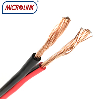 Câble audio stéréo MICROLINK, calibre 10 12 14 16 18 AWG CAT 3, rouge et noir, câble plat parallèle à 2 conducteurs, ruban flexible, CE