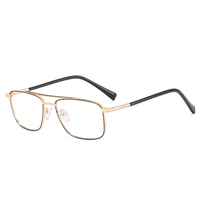 MS 91287 nueva venta al por mayor de gafas ópticas transparentes cuadradas de Metal para hombres Marco de moda diseño de doble puente Anti luz azul