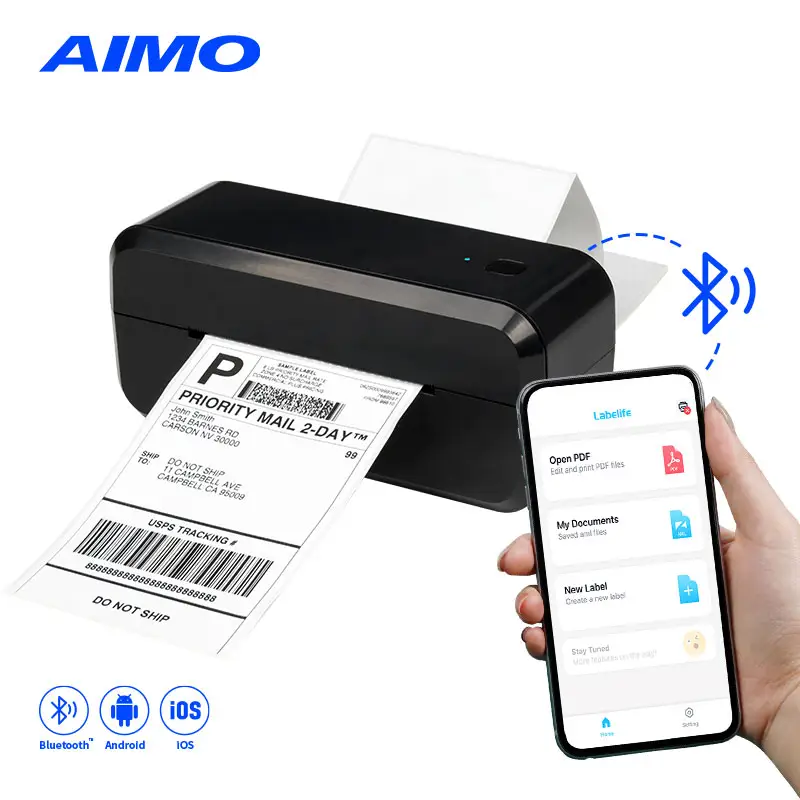 Aimo AM-243ที่มีคุณภาพสูง4X6การจัดส่งสินค้าความร้อนเครื่องพิมพ์ฉลากสนับสนุน FedEx UPS อีเบย์4นิ้วเครื่องพิมพ์ฉลาก