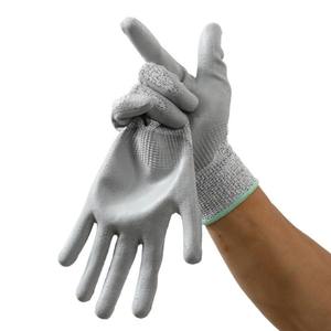 Guantes de Trabajo Resistentes a Cortes con Recubrimiento de Resina de <span class=keywords><strong>PU</strong></span>, Forro de HPPE, Certificación EN388/ANSI, Venta al Por Mayor de Fábrica, OEM - Product Image 1