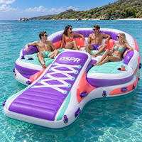 Île flottante gonflable de luxe avec auvent amovible et comptoir de bar pour hôtel de plage, marina et piscine