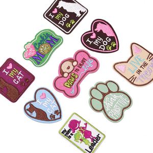 Parche de Tela de Fieltro Autoadhesivo con Diseño de Gato y Perro de Dibujos Animados, Parches Termoadhesivos con Logotipo Personalizado, Bordado Personalizado - Product Image 1