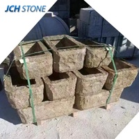 Bac à fleurs en pierre de granit gris et beige, style antique, pour jardin paysager, en pierre naturelle, finition vieillie