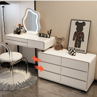 Table de maquillage moderne pour chambre à coucher avec miroir éclairé et grands tiroirs de rangement