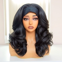 Perruques synthétiques Kemy Hair Kinky Straight Yaki Texuture avec bandeau, résistantes à la chaleur, sans colle, pour femmes noires