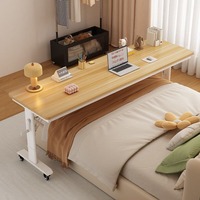 Bureau d'étude simple pour deux utilisateurs, poste de travail mural réglable en hauteur sur roulettes, table de chevet paresseuse pour lit