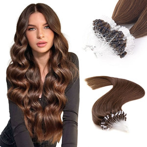Wholesale 100% Chinese Remy Human Hair <b>Micro</b> ring <b>Extension</b> Cuticle Double Drawn Soft No Shedding Light Color Natural Straight. - Product Image 1