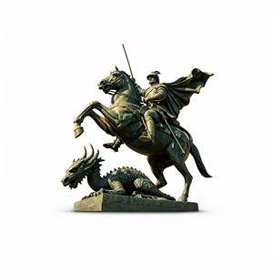 Statue de Saint George et du dragon à cheval en bronze classique personnalisée, sculpture d'extérieur - Product Image 2