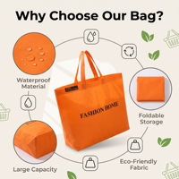 Sac fourre-tout en toile imprimé maison orange de dessin animé, logo personnalisé, sac de shopping écologique réutilisable, sac à bandoulière