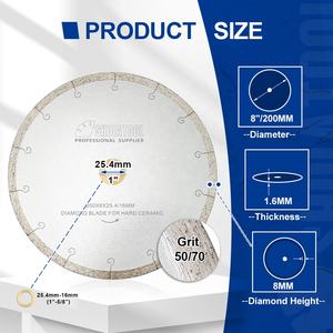 Lame de scie circulaire pour carrelage en porcelaine diamantée à rainure en J, 200 mm-350 mm, pour coupe humide et sèche, disque de meulage - Product Image 3